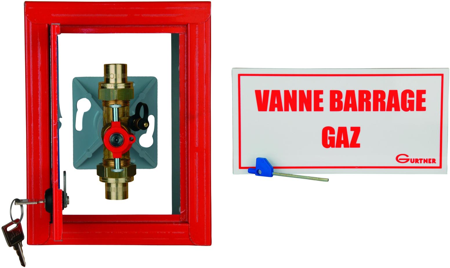 COFFRET DE COUPURE GAZ NATUREL, GAZ BUTANE, GAZ PROPANE - Avec vanne 1/4 tour sécurité et signalisation