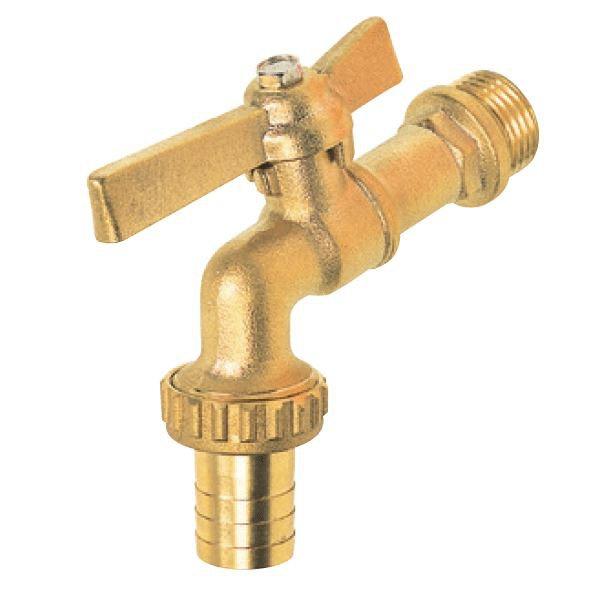 VANNE A SPHERE DE PUISAGE - Mâle cannelé - Sphère laiton chromée - Presse-étoupe - Raccord au nez (brise jet)