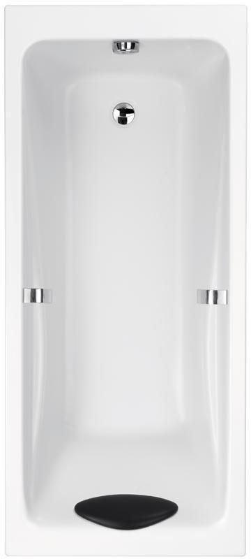 ODEON UP - Baignoire rectangulaire avec pieds réglables,coussin noir et poignées chromées inclus