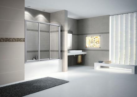 AURORA 3PV4 - Pare-baignoire ouverture 3 panneaux coulissantes