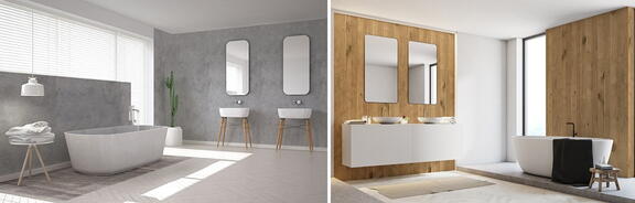 ambiances béton ou bois pour panneaux de salle de bains